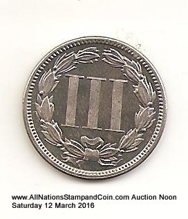 U.S.A. Proof 1886 Nickel 3c only 4290 struck