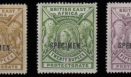 British East Africa #107S-109S Specimen trio