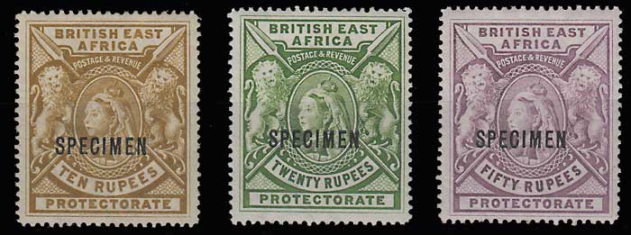 B.E.A. #107S-109S F/VF Mint HR Specimen trio