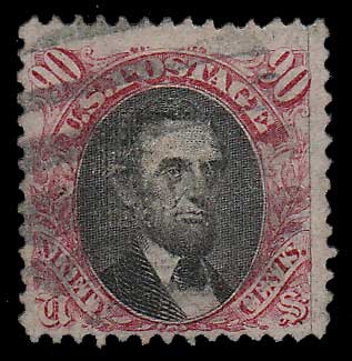U.S.A. #122 gen Fine Used 1869 90c Lincoln corner cr