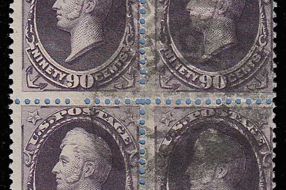 U.S.A. #218 Fine Used 1888 90c Perry Block of Four
