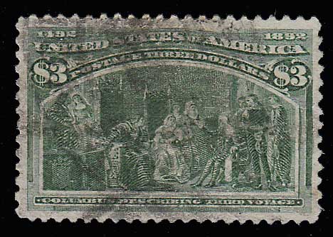 U.S.A. #243 VF smudgy Used 1893 $3 Columbian wr