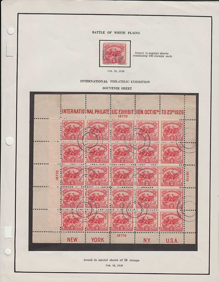 U.S.A. #630 Fine Used 1926 2c White Plains Sheet