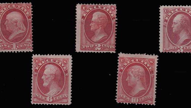 U.S.A. #O10-O14 gen Fine Mint HR 1873 Set
