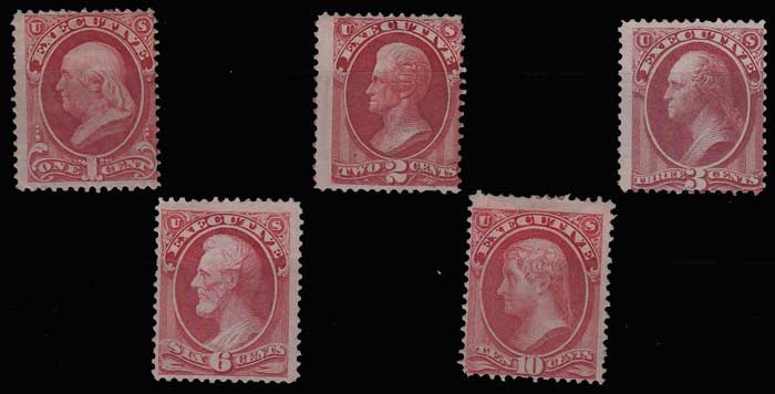U.S.A. #O10-O14 gen Fine Mint HR 1873 Set