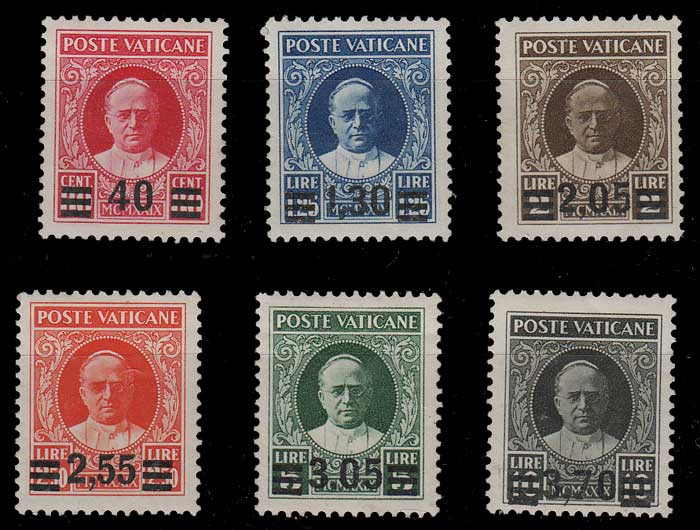 Vatican City #35-40 F/VF Mint HR 1934 Set #39 cr