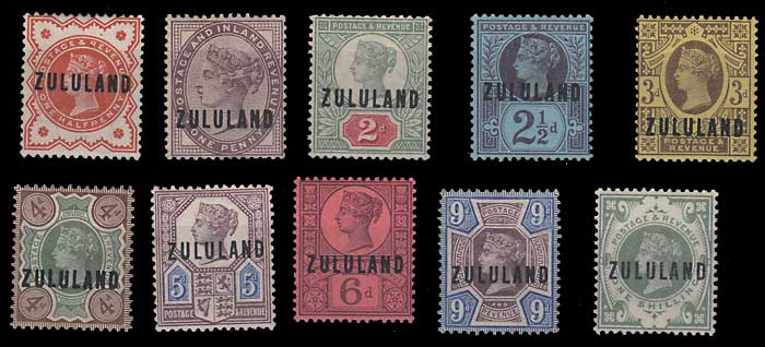 Zululand #1-10 gen Fine Mint HR 1888/1893 Set