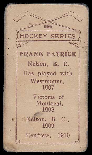 1910/11 Frank Patrick C56 #1 Rookie Hockey Card rd cor