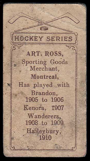 1910/11 Art Ross C56 #8 Rookie Hockey Card corner rd