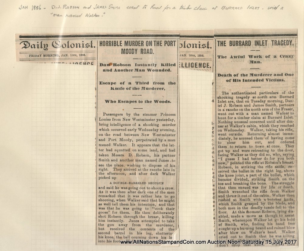 15 Jan 1886 Burrard Inlet Crime Newspaper clippings Page 81 Wellburn Vancouver