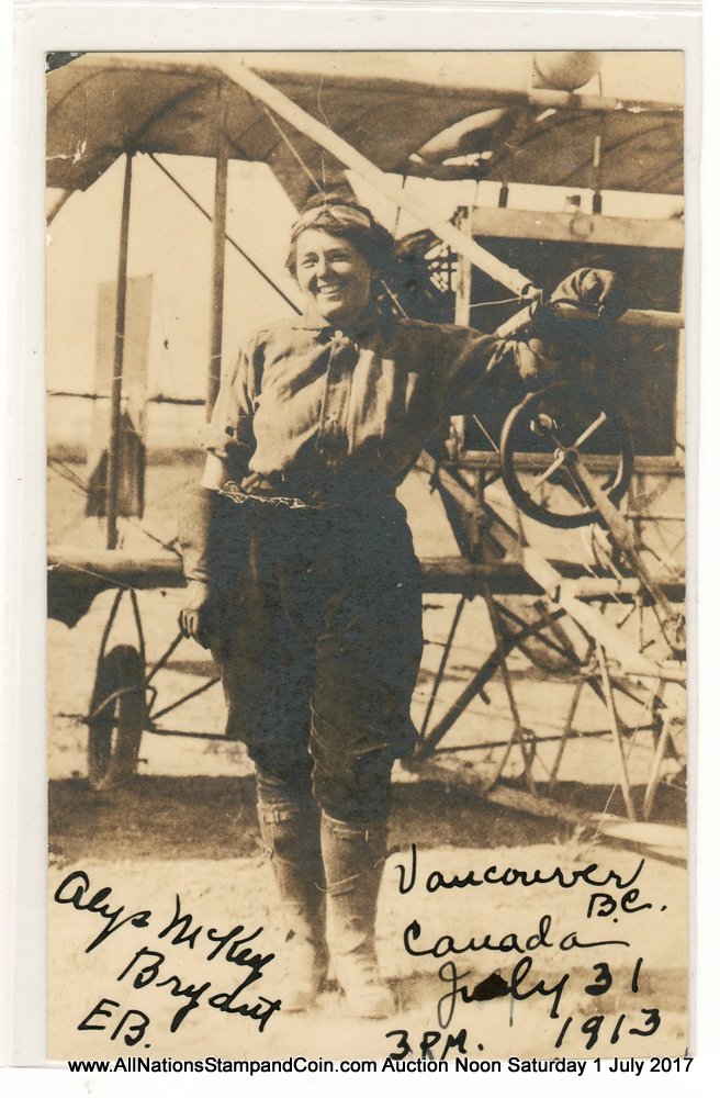 Alys Mckey Bryant, 31 July 1913 Unused Vancouver, B.C. Flight Postcard