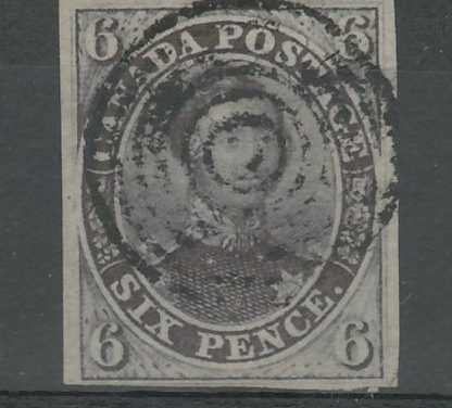 Canada #2 F/VF Used 1851 6d Shade