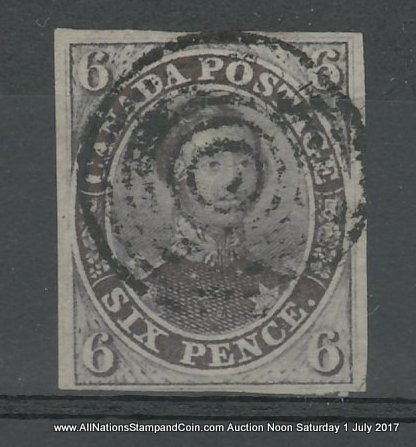 Canada #2 F/VF Used 1851 6d Shade