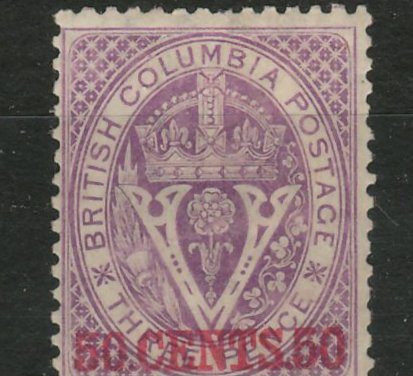 British Columbia #12i Fine Mint HR OG Inverted Watermark Variety, nibbed perf