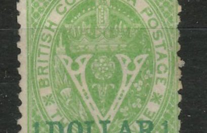 British Columbia #18 1869 $1 on 3d Green