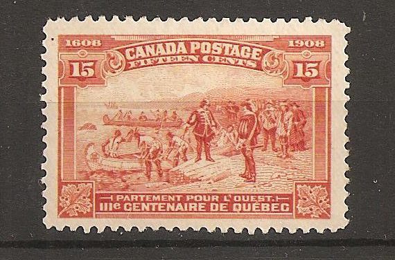 Canada #102 VFNH 1908 15c Quebec lovely example natural spot