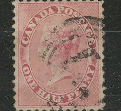 Canada #11 F/VF Used 1858 1/2d Rose Perforated Pence