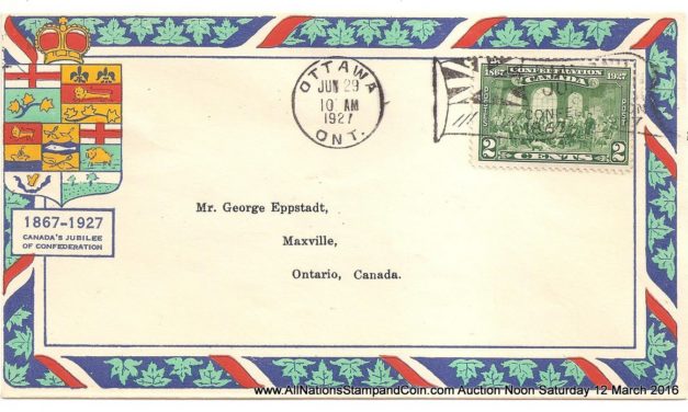 Canada #142 29 June 1927 2c Ottawa Flag Eppstadt First Day Cover
