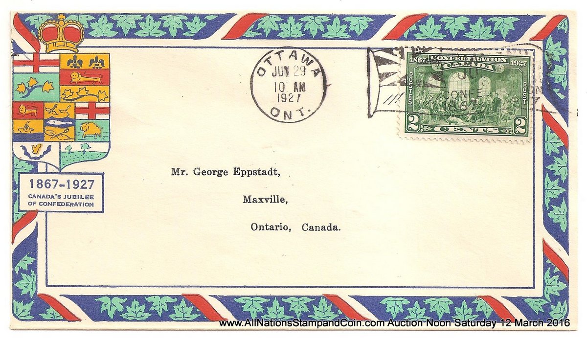 Canada #142 29 June 1927 2c Ottawa Flag Eppstadt First Day Cover