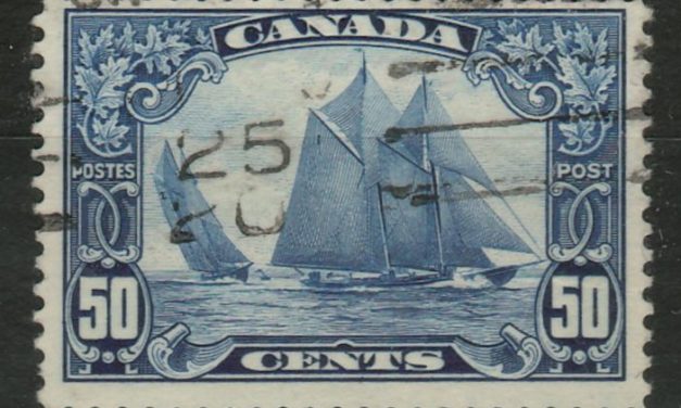 Canada #158iii Fine Used Man on the Mast Variety, hidden wrinkle
