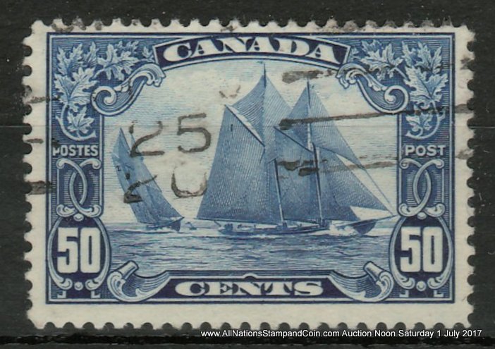 Canada #158iii Fine Used Man on the Mast Variety, hidden wrinkle $1000