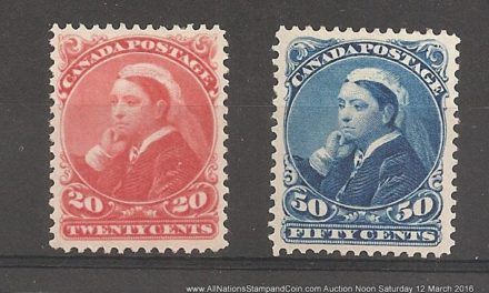 Canada #46-47 VF Mint HR 1893 20c & 50c Widow Weed High Value duo