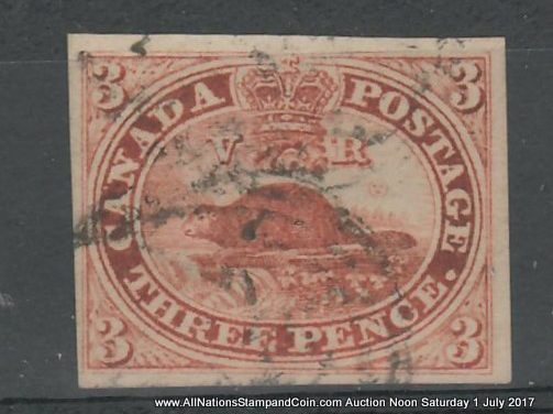Canada #4a VF Used 1853 3d Brown Red