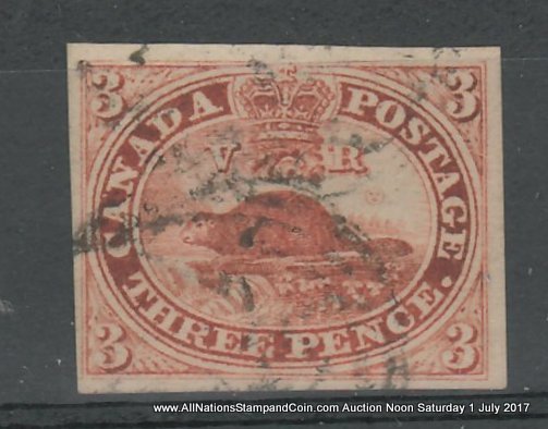 Canada #4a VF Used 1853 3d Brown Red