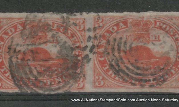 Canada #4d 1852/1857 3d Thin Paper Horizontal Pair