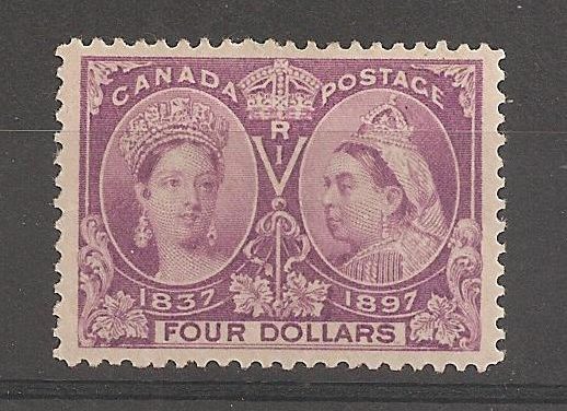 Canada #64 F/VF Mint 1897 $4 Jubilee trivial wrinkle