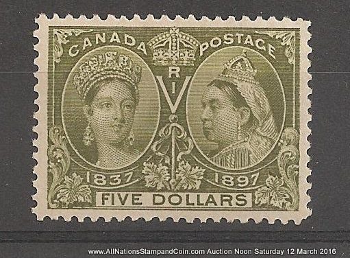 Canada #65 VF Mint HR 1897 $5 Jubilee marvelous example