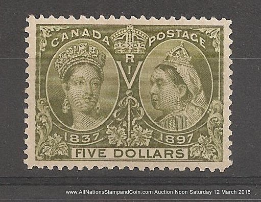 Canada #65 VF Mint HR 1897 $5 Jubilee marvelous example