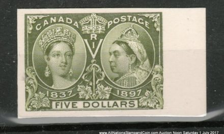 Canada #65P VF right margin 1897 $5 Jubilee Plate Proof, only 800 issued