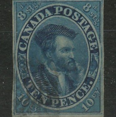 Canada #7 VF Used 1855 10d Cartier Thin Paper
