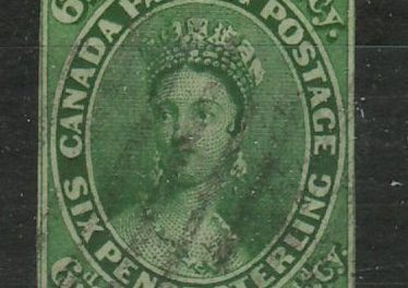 Canada #9 about Fine Used 1857 7.5d Green