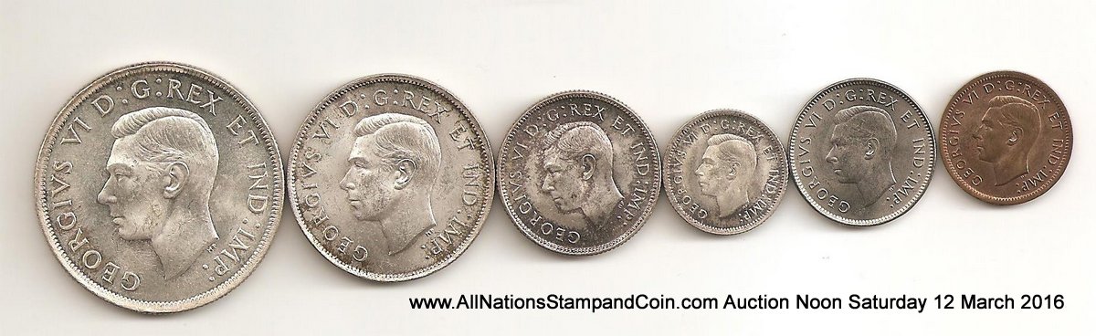 Canada BU 1937 1c-$1 6-coin Set