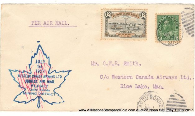 Canada #CL41 1 July 1927 Lac du Bonnet/Rice Lake pilot-signed Cover