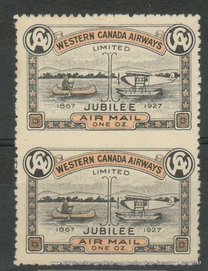 Canada #CL41a VF Unused 1927 10c Perf by Imperf Vertical Pair