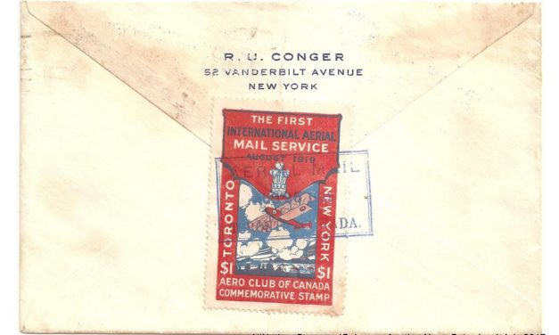 Canada #CLP3b 25 Aug 1919 $1 Aero Club First Flight Cover etc, age spots