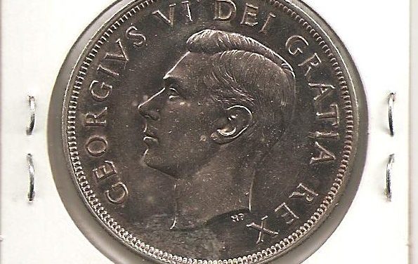 Canada Unc 1948 Voyageur Silver Dollar bag marks