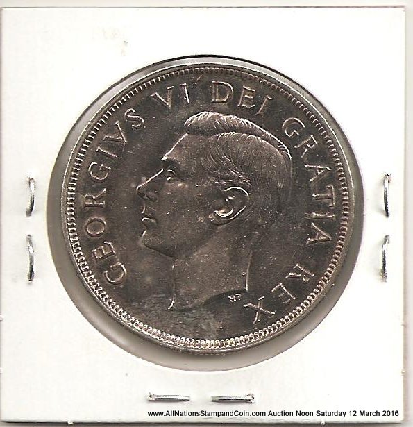 Canada Unc 1948 Voyageur Silver Dollar bag marks