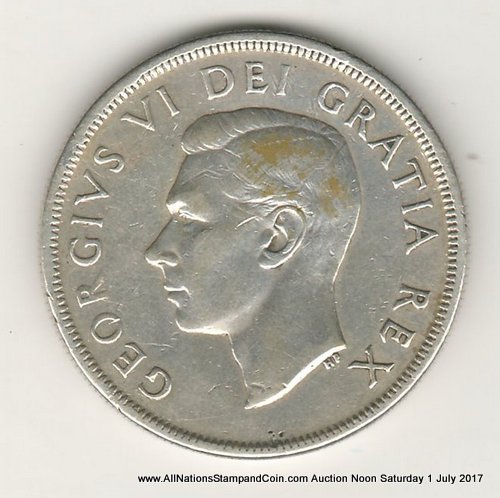 Canada VF 1948 Key Date Silver Dollar, scratches