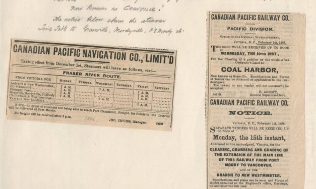 Canadian Pacific Railway 1886 newspaper clipping duo Pg 82 Wellburn Vancouver