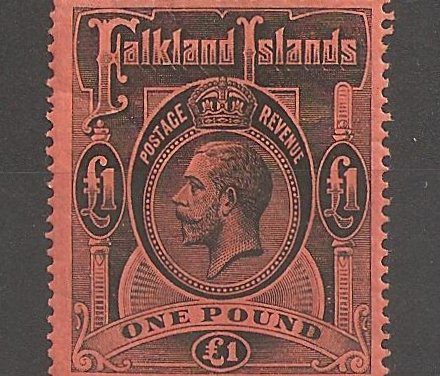 Falkland Islands #40 F/VF Mint 1912/1914 Pound George V gum wrinkle ex Fox