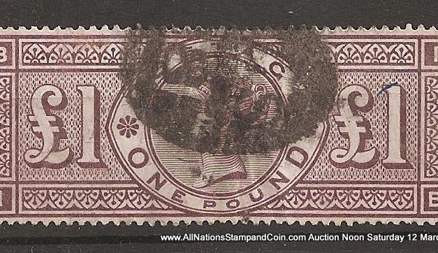 G.B. #110 F/VF Used 1884 Pound Brown Violet creased & wrinkled