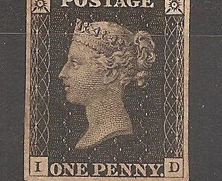 Great Britain #1 VF Mint HR 1840 1d Black position I-D crease