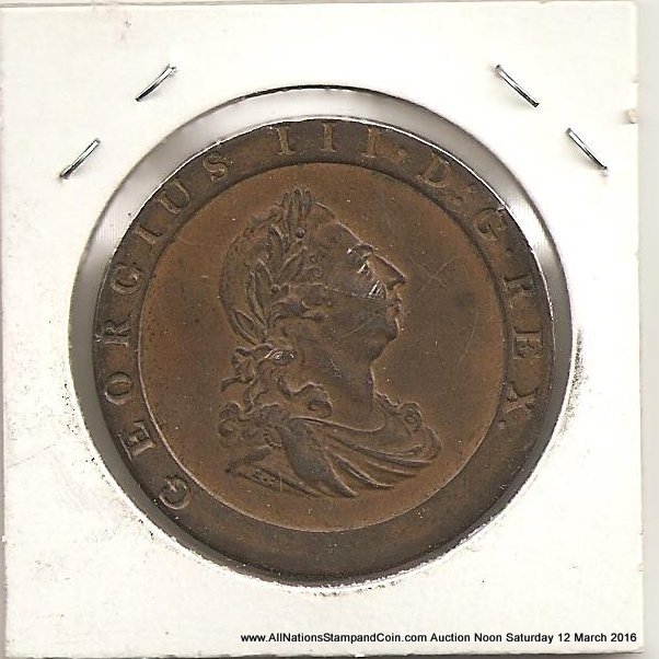 Great Britain Unc 1797 George III Cartwheel Penny