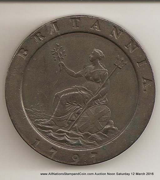 Great Britain Unc 1797 George III Cartwheel Two Pence 