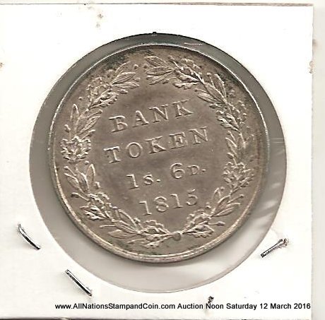 Great Britain Unc 1815 1 Shilling 6 Pence George III Silver Bank Token
