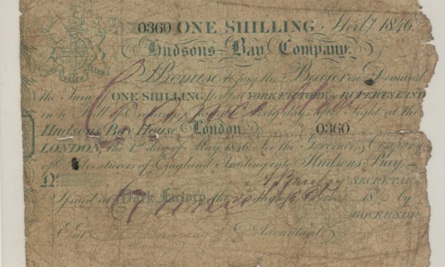 Hudson’s Bay Company Good 1846 York Factory Shilling Banknote